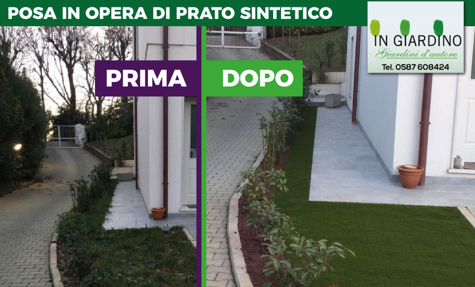 Posa prato sintetico o artificiale per giardino su Pisa Livorno